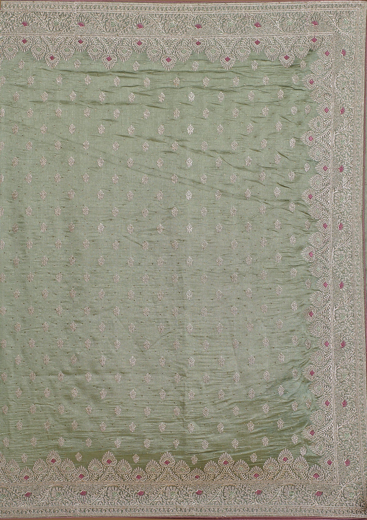 Pista Green Zariwork Silk Saree-Koskii