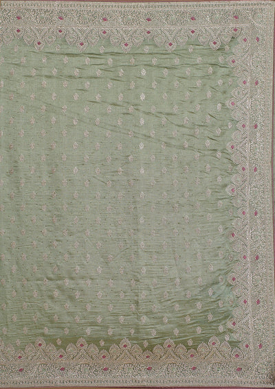 Pista Green Zariwork Silk Saree-Koskii
