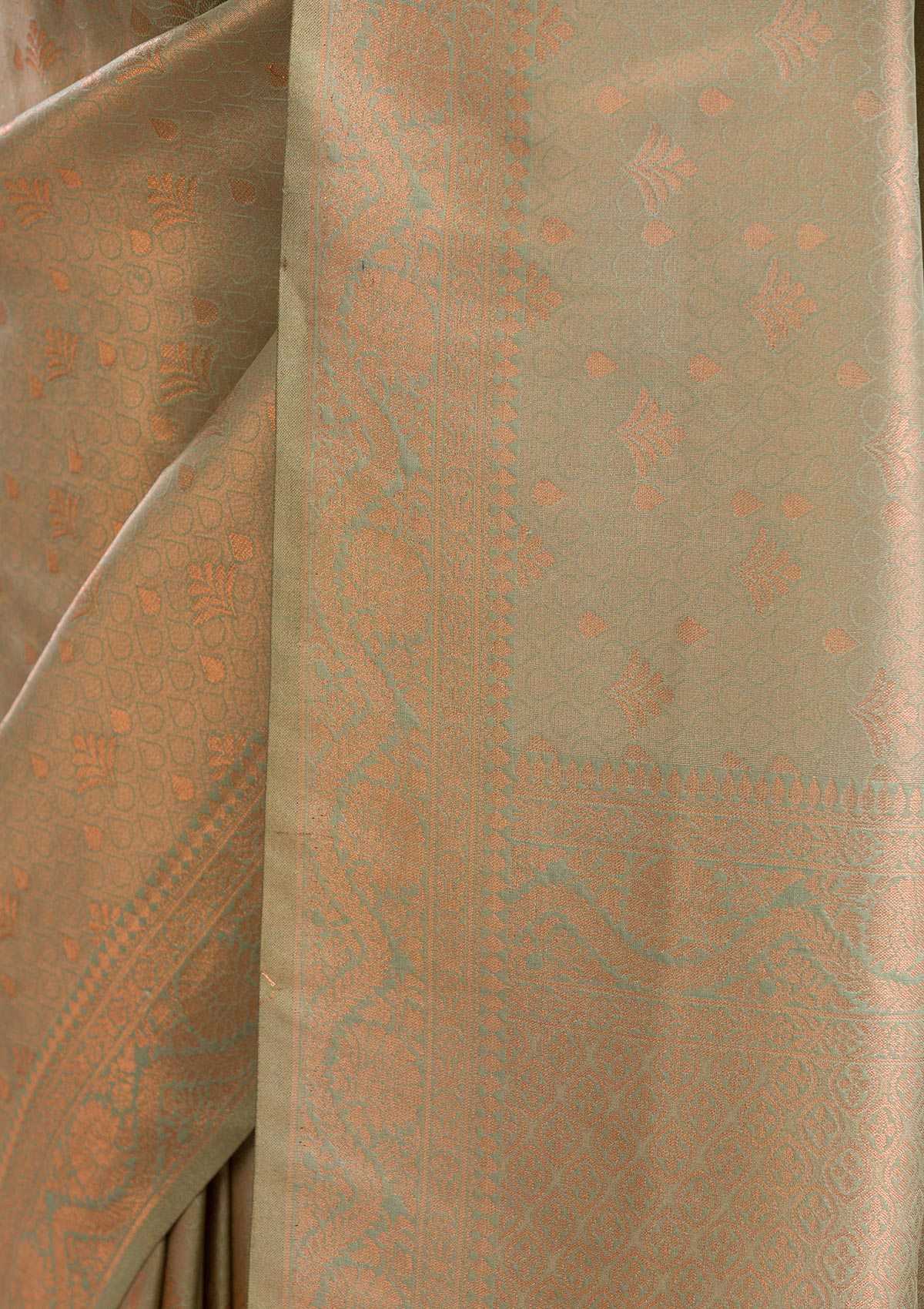 Pista Green Zariwork Soft Silk Saree-Koskii