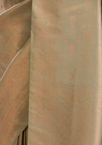 Pista Green Zariwork Soft Silk Saree-Koskii