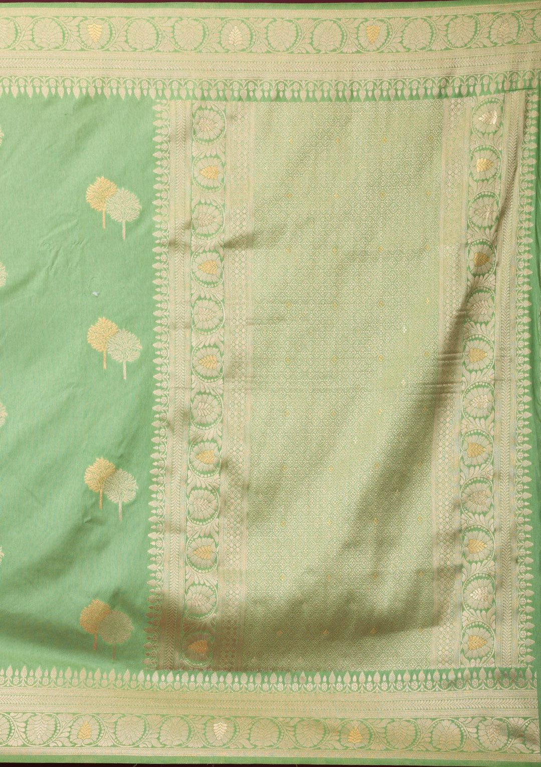 Pista Green Zariwork Soft Silk Saree-Koskii