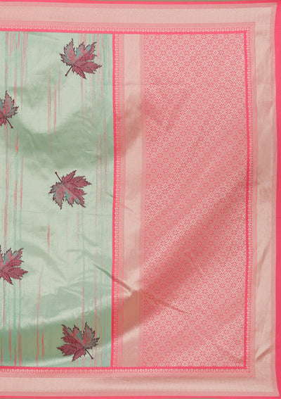 Pista Green Zariwork Soft Silk Saree-Koskii