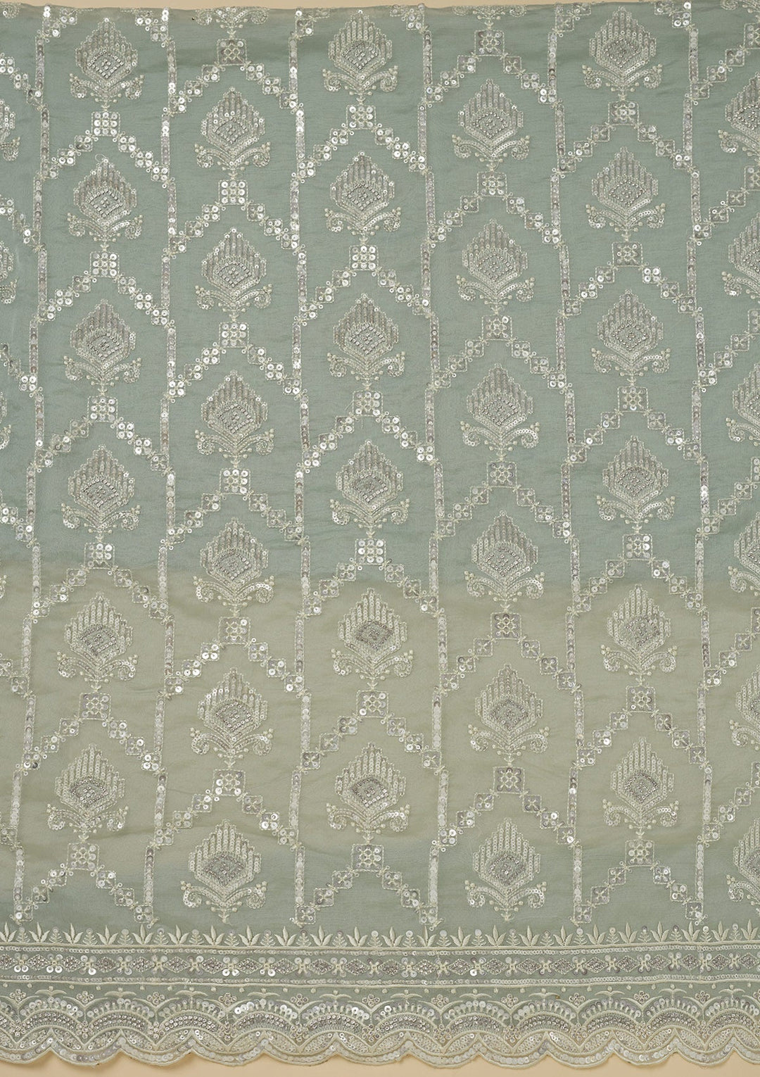 Pista Green Zariwork Tissue Unstitched Salwar Suit-Koskii