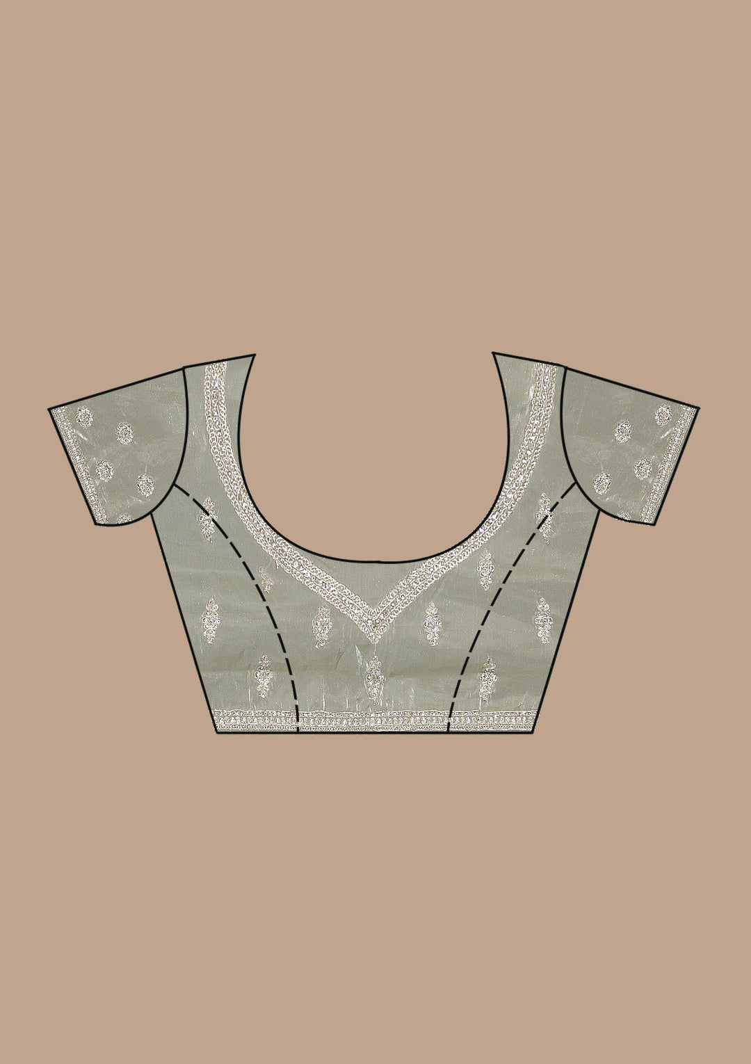 Pista Green Zariwork Tissue Saree-Koskii