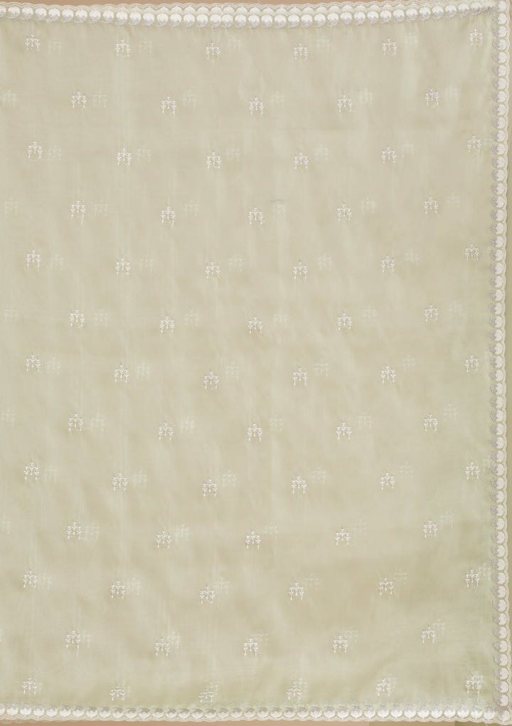Pista Green Zariwork Tissue Saree-Koskii