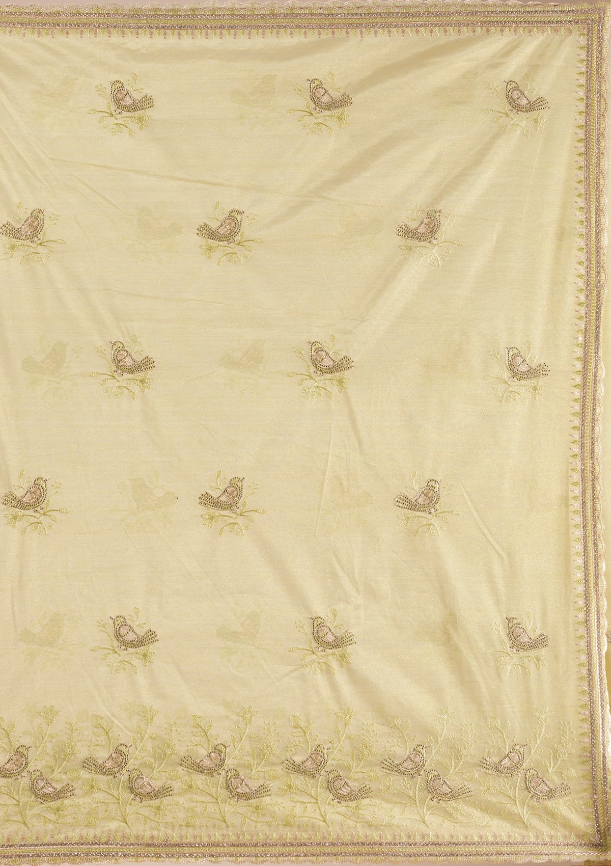 Pista Green Zariwork Tissue Saree-Koskii