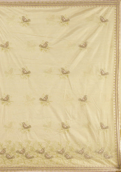 Pista Green Zariwork Tissue Saree-Koskii