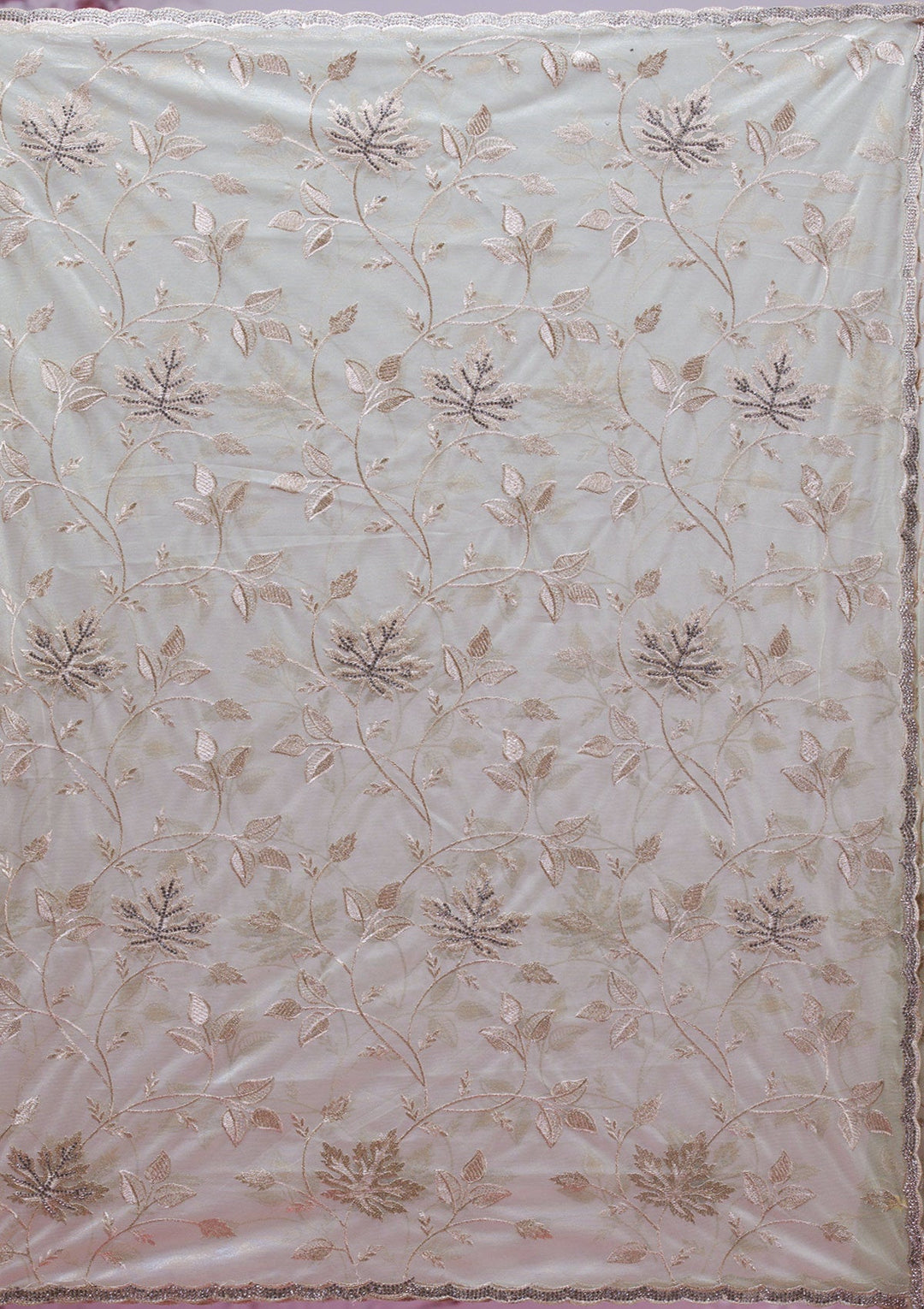 Pista Green Zariwork Tissue Saree-Koskii