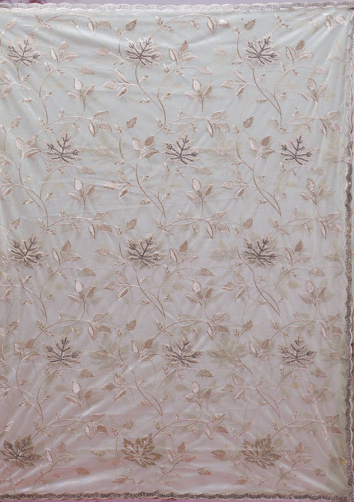 Pista Green Zariwork Tissue Saree-Koskii