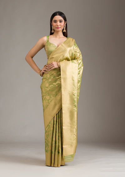 Pista Green Zariwork Tissue Saree