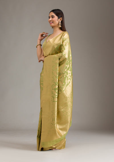 Pista Green Zariwork Tissue Saree