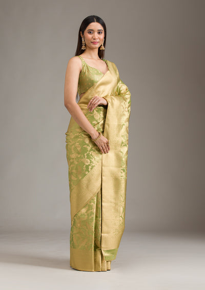 Pista Green Zariwork Tissue Saree