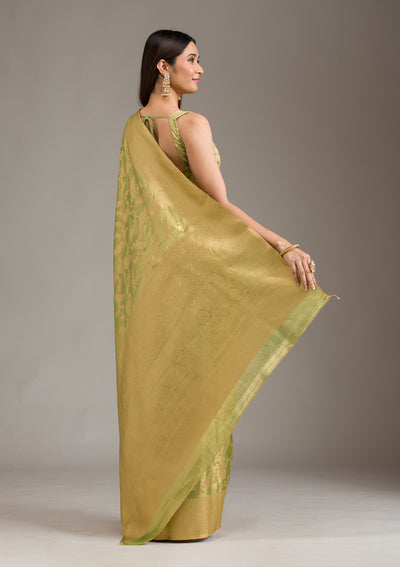 Pista Green Zariwork Tissue Saree