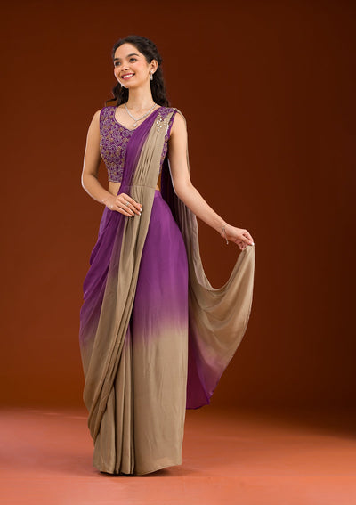 Purple Cutdana Georgette Readymade Salwar Suit