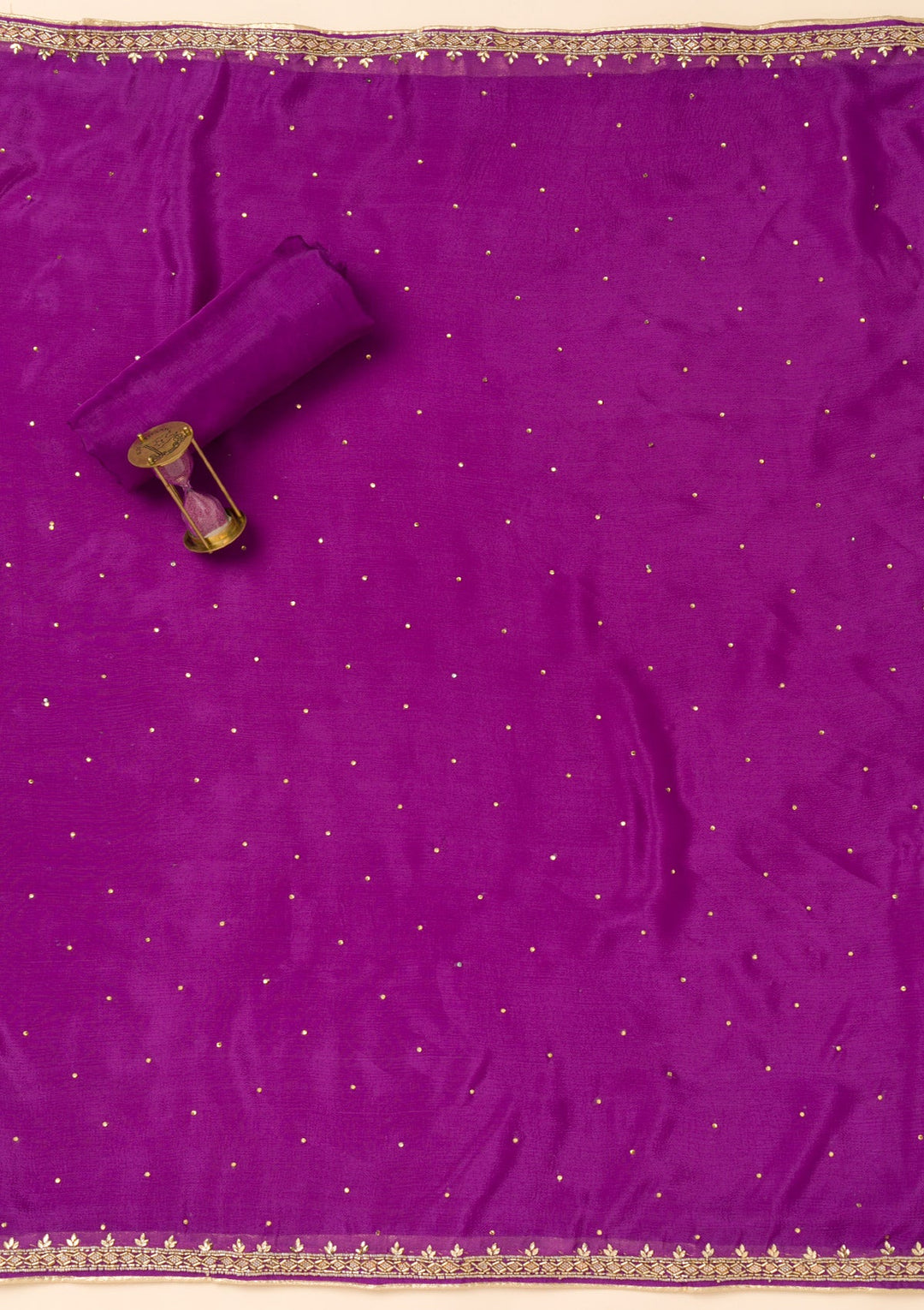 Purple Cutdana Georgette Unstitched Salwar Suit-Koskii
