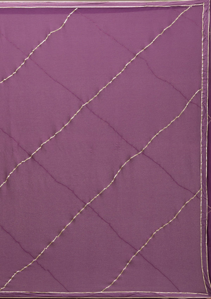 Purple Gotapatti Semi Crepe Readymade Salwar Suit-Koskii