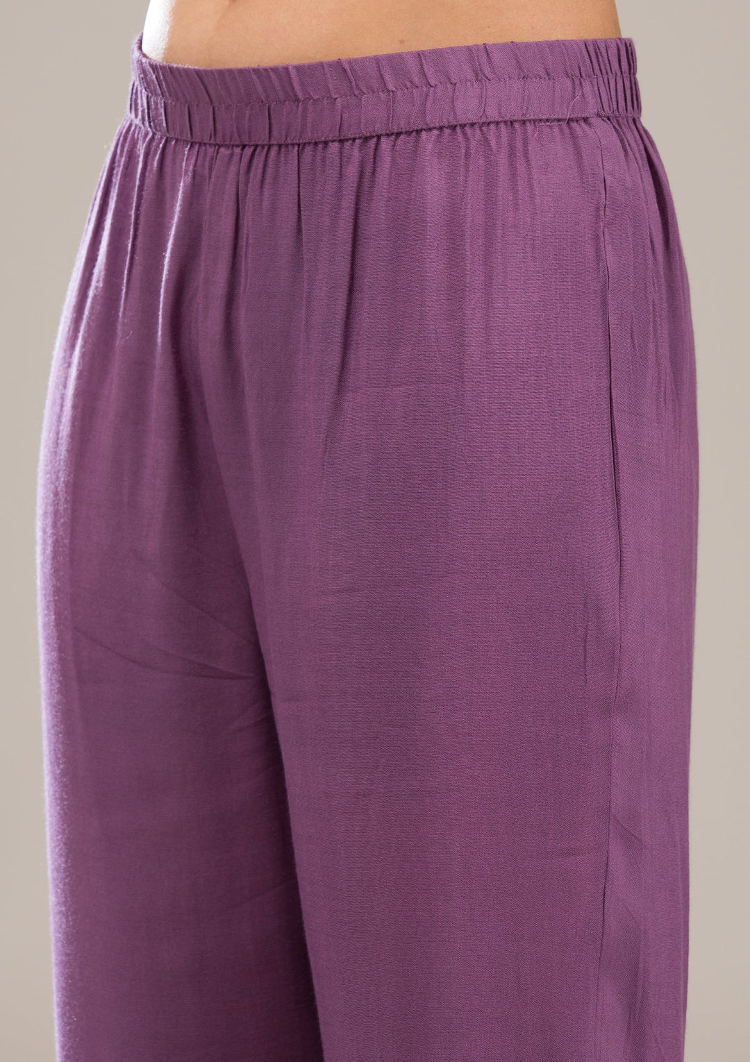 Purple Gotapatti Semi Crepe Readymade Salwar Suit-Koskii