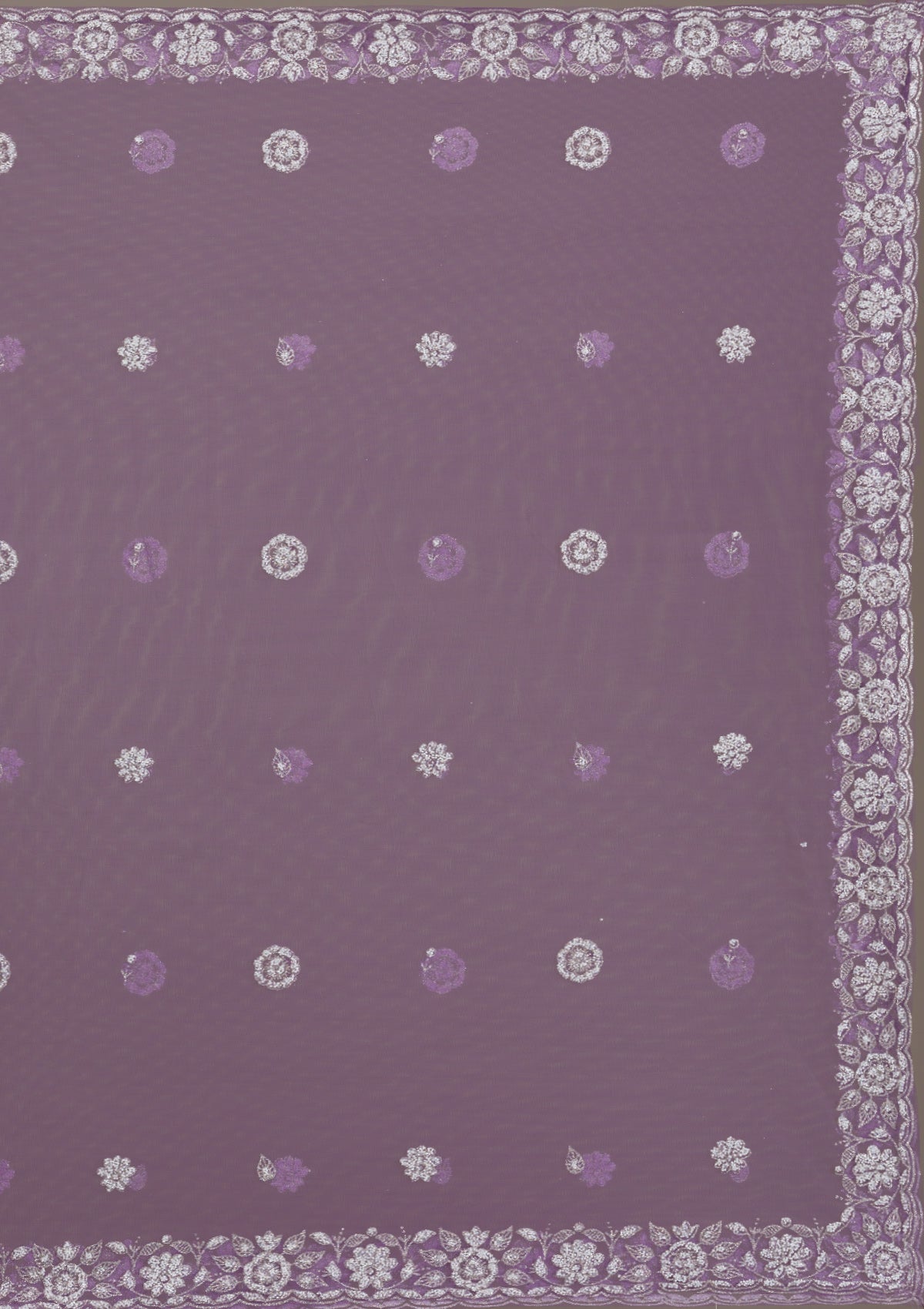 Purple Pearlwork Net Readymade Lehenga-Koskii