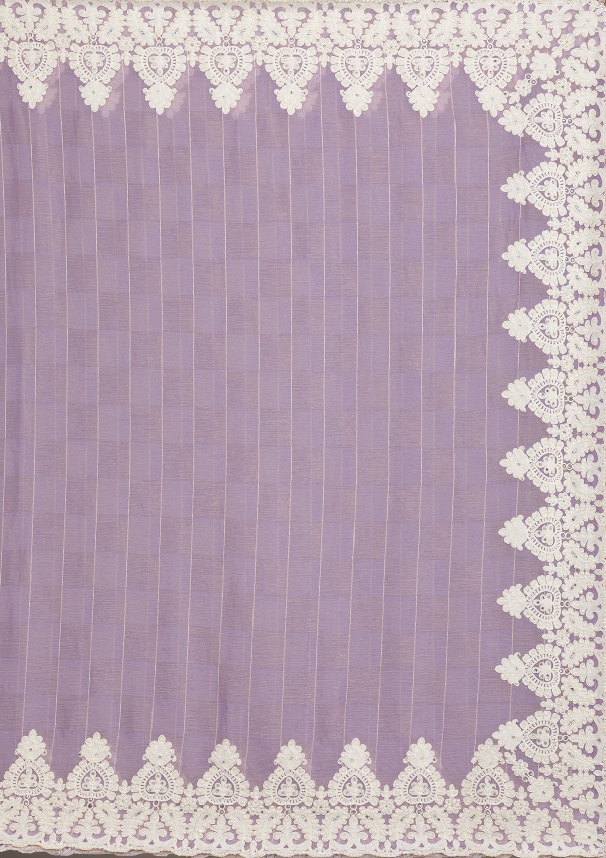 Purple Pearlwork Tissue Saree-Koskii