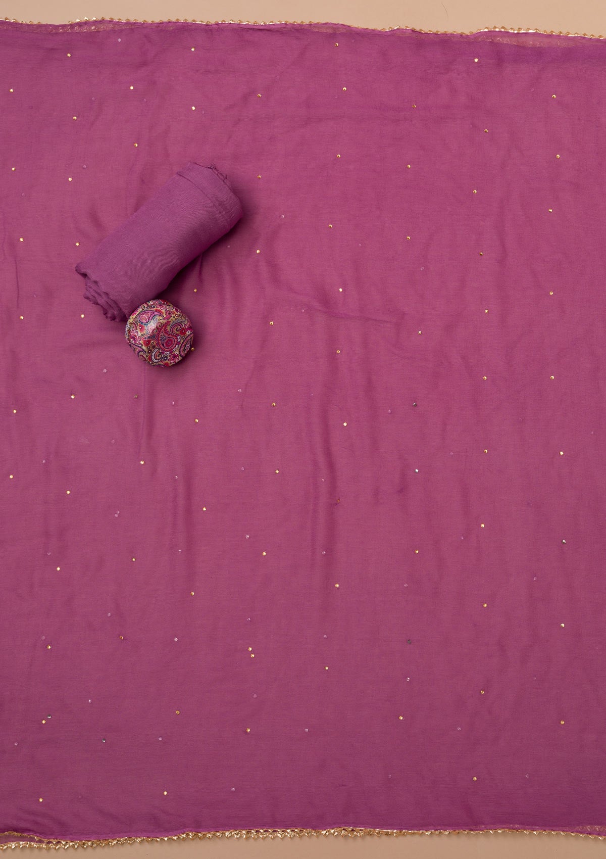 Purple Printed Georgette Unstitched Salwar Suit-Koskii