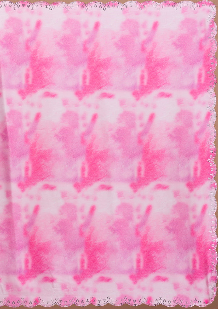 Purple Printed Satin Saree-Koskii