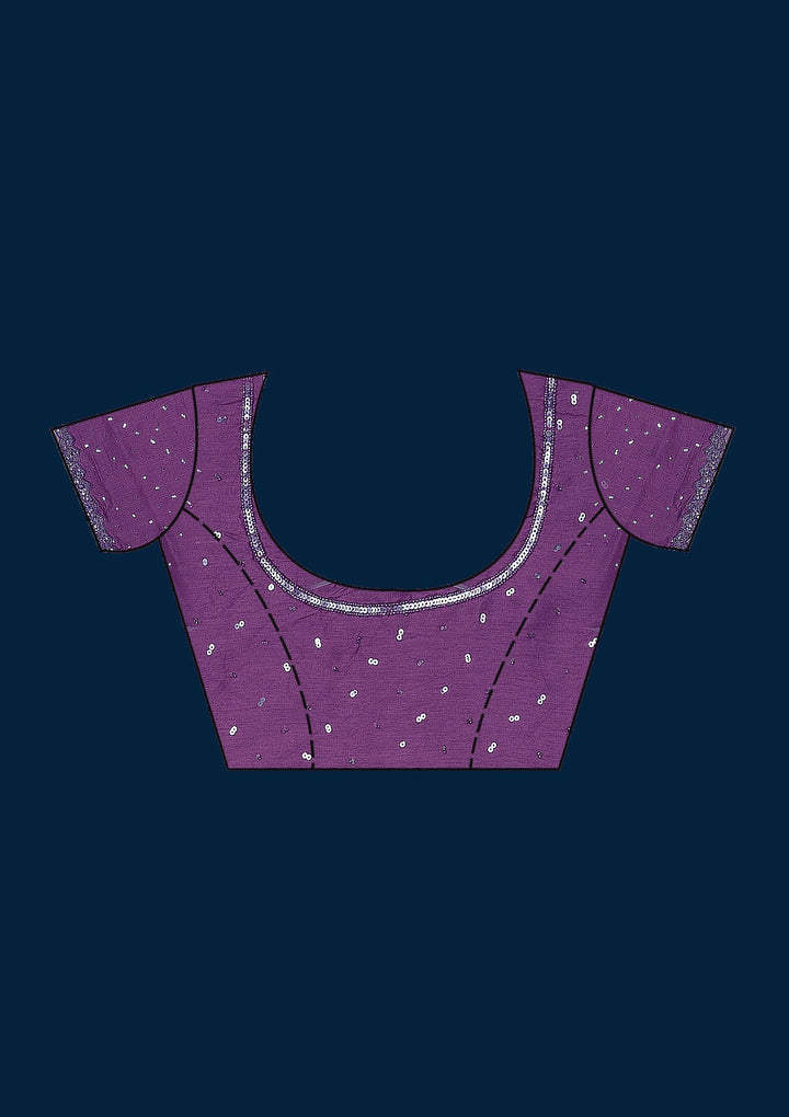 Purple Sequins Georgette Saree-Koskii