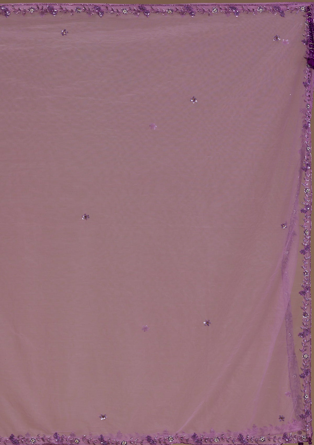 Purple Sequins Raw Silk Readymade Lehenga-Koskii