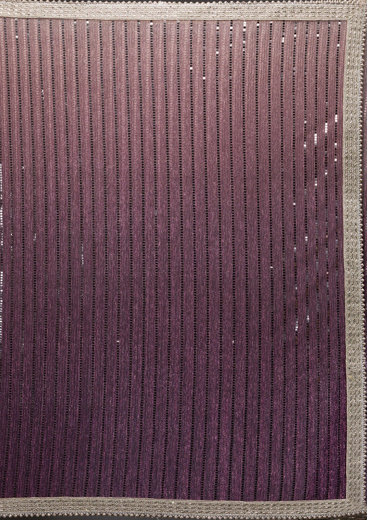 Purple Sequins Shimmer Georgette Saree-Koskii