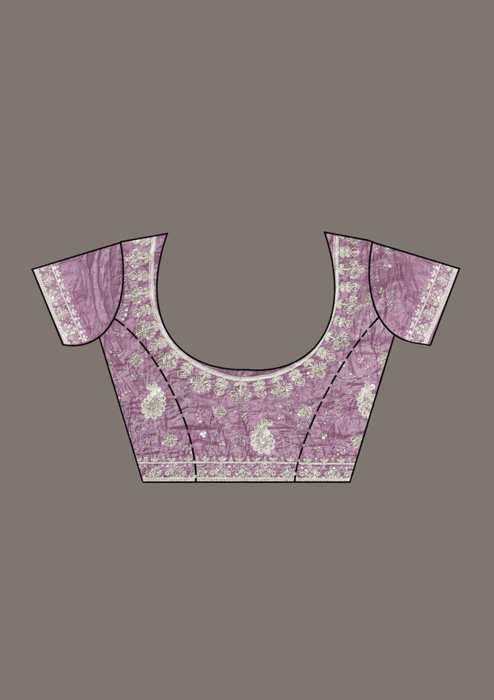 Purple Sequins Tissue Saree-Koskii
