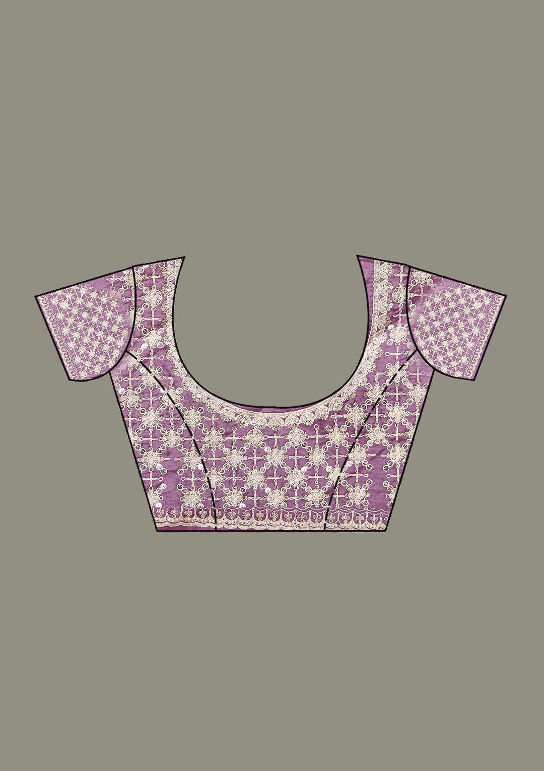 Purple Sequins Tissue Saree-Koskii