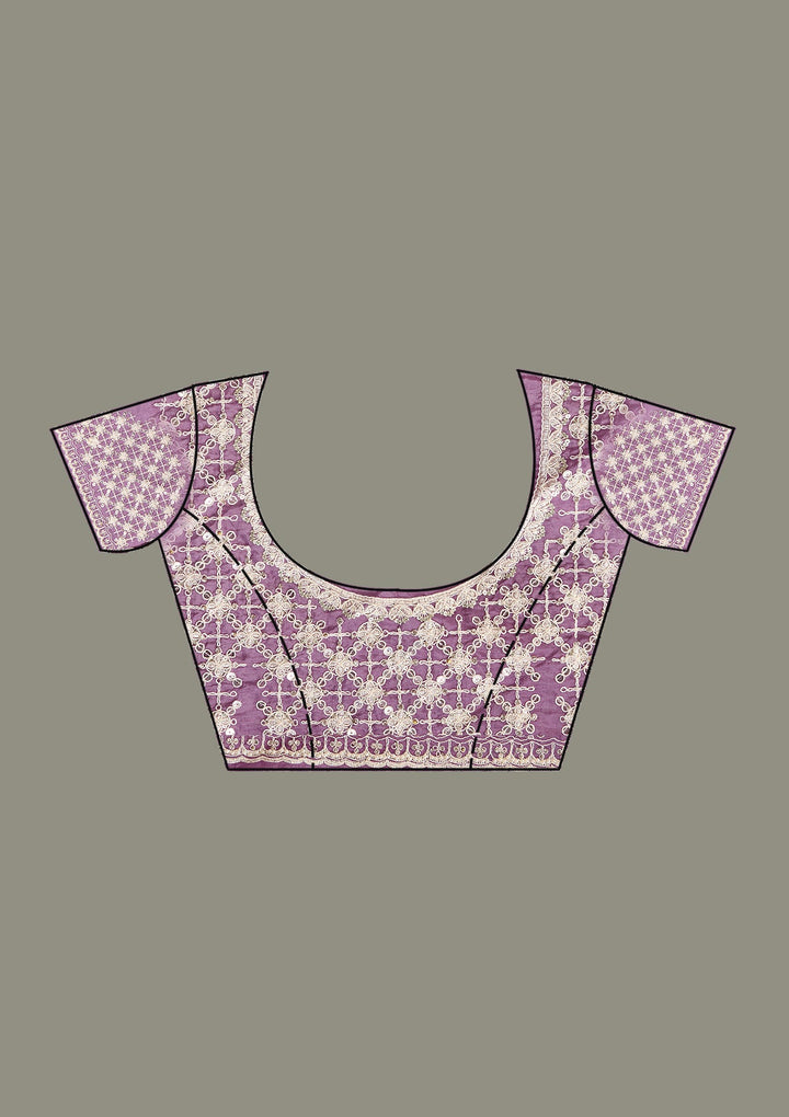 Purple Sequins Tissue Saree-Koskii