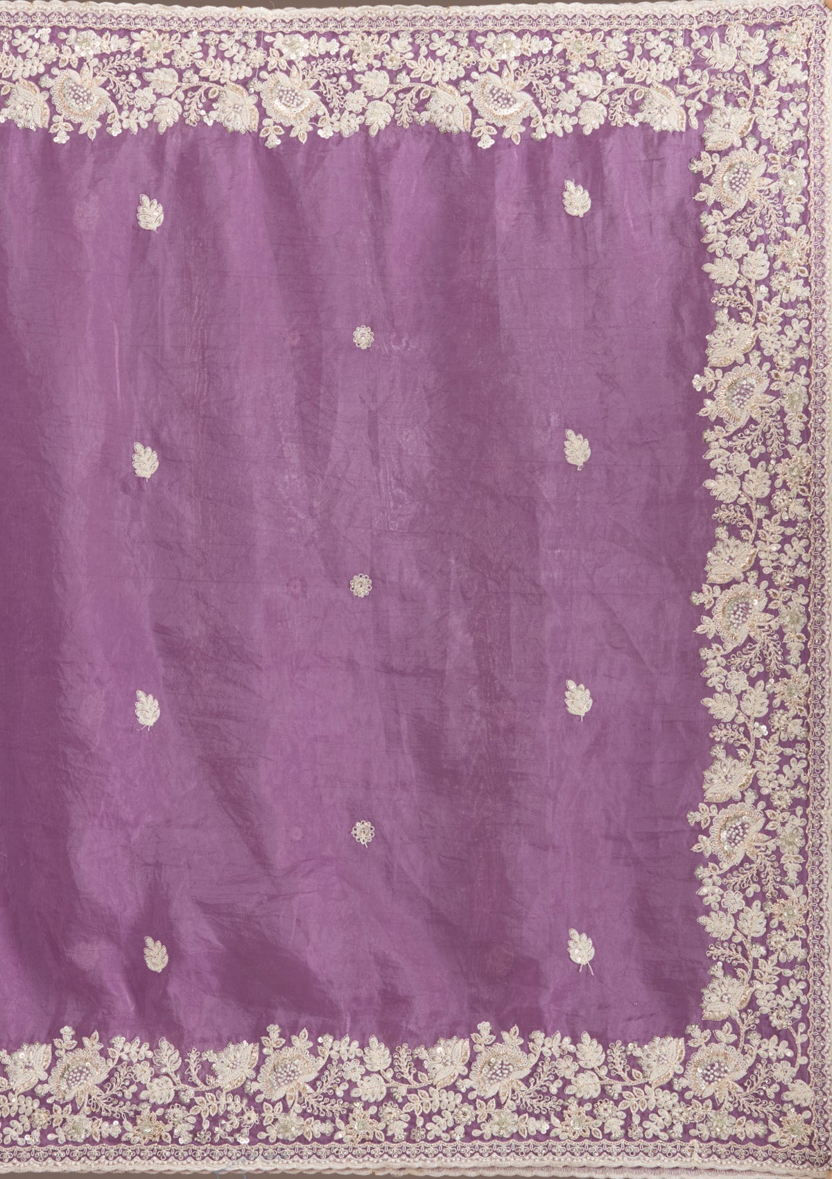 Purple Sequins Tissue Saree-Koskii