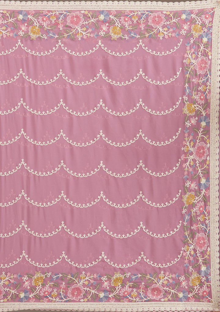 Purple Sequins Tissue Saree-Koskii