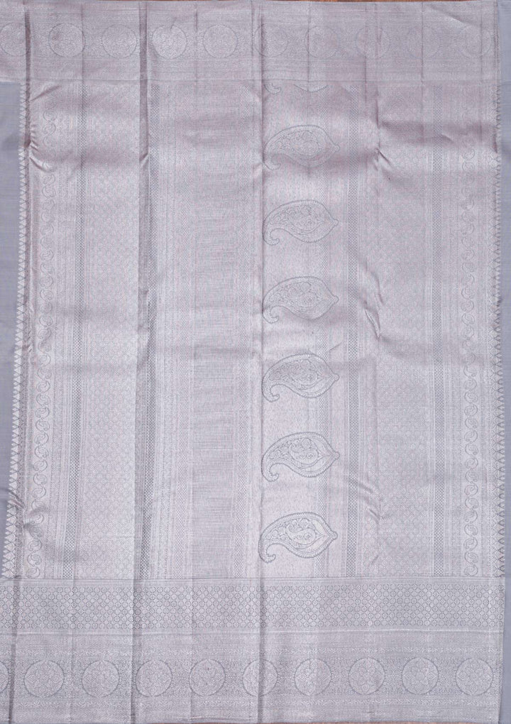 Purple Silver Zariwork Pure Silk Saree-Koskii