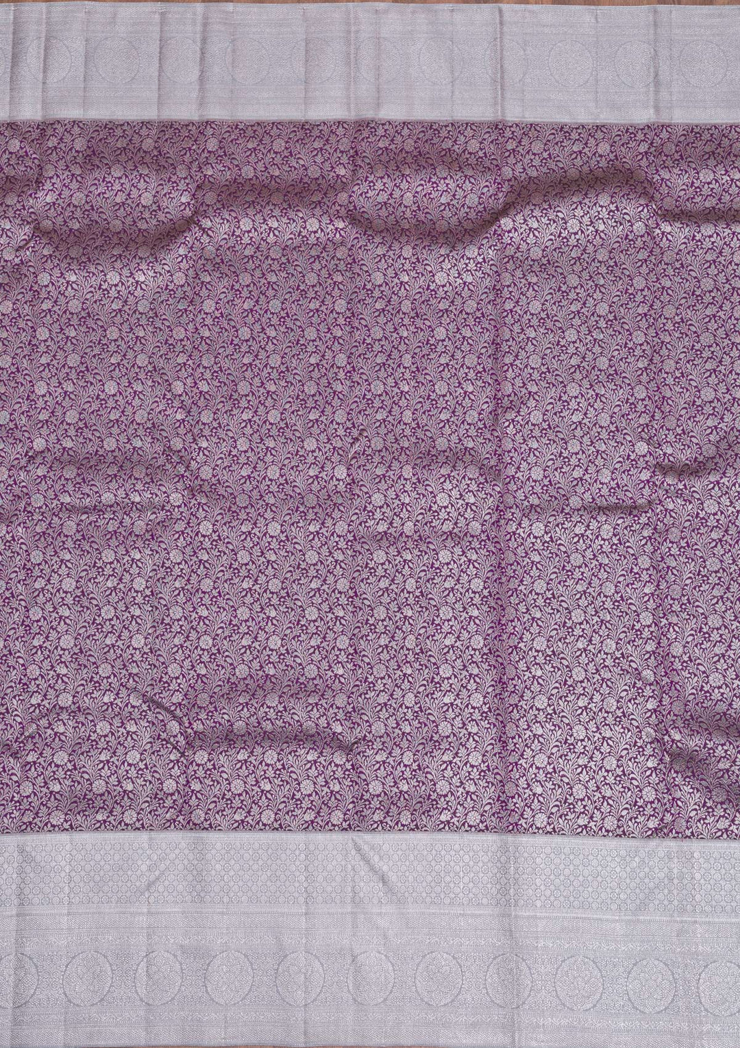 Purple Silver Zariwork Pure Silk Saree-Koskii
