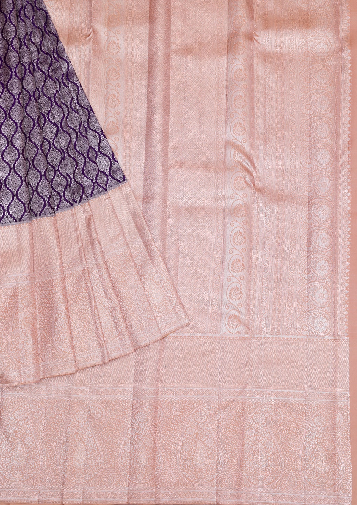 Purple Silver Zariwork Pure Silk Saree-Koskii