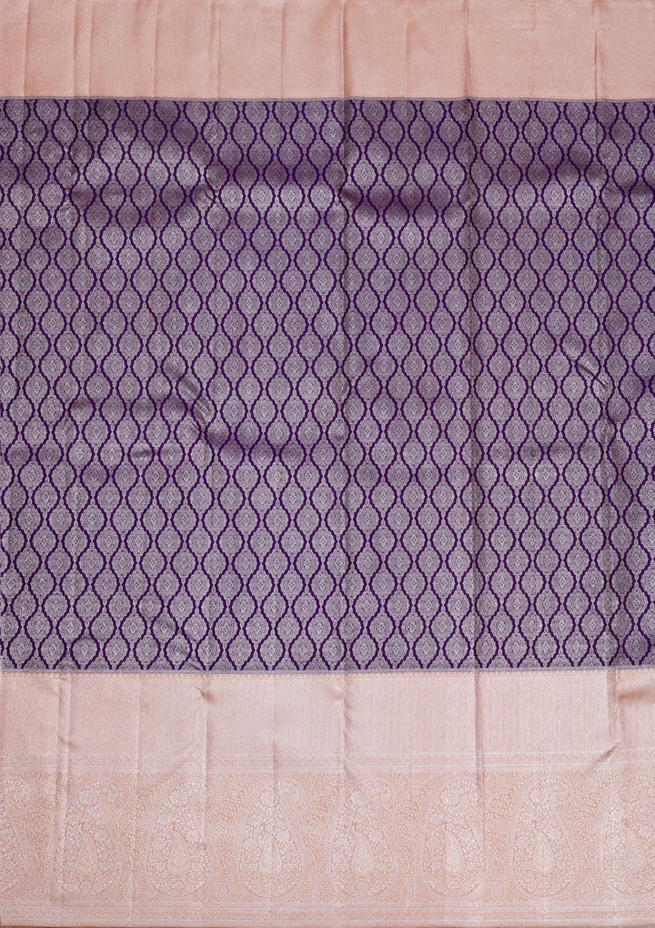 Purple Silver Zariwork Pure Silk Saree-Koskii