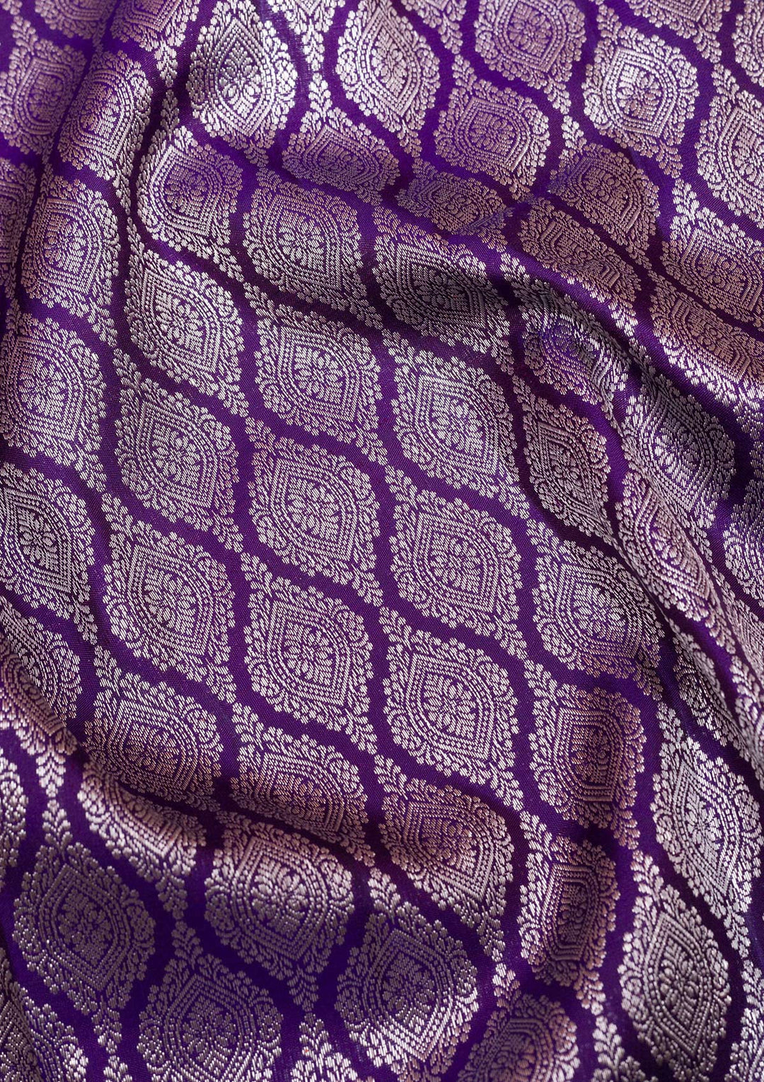 Purple Silver Zariwork Pure Silk Saree-Koskii