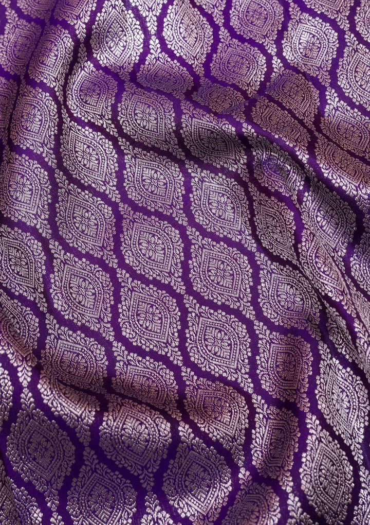 Purple Silver Zariwork Pure Silk Saree-Koskii