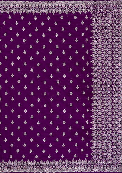 Purple Silver Zariwork Raw Silk Saree-Koskii