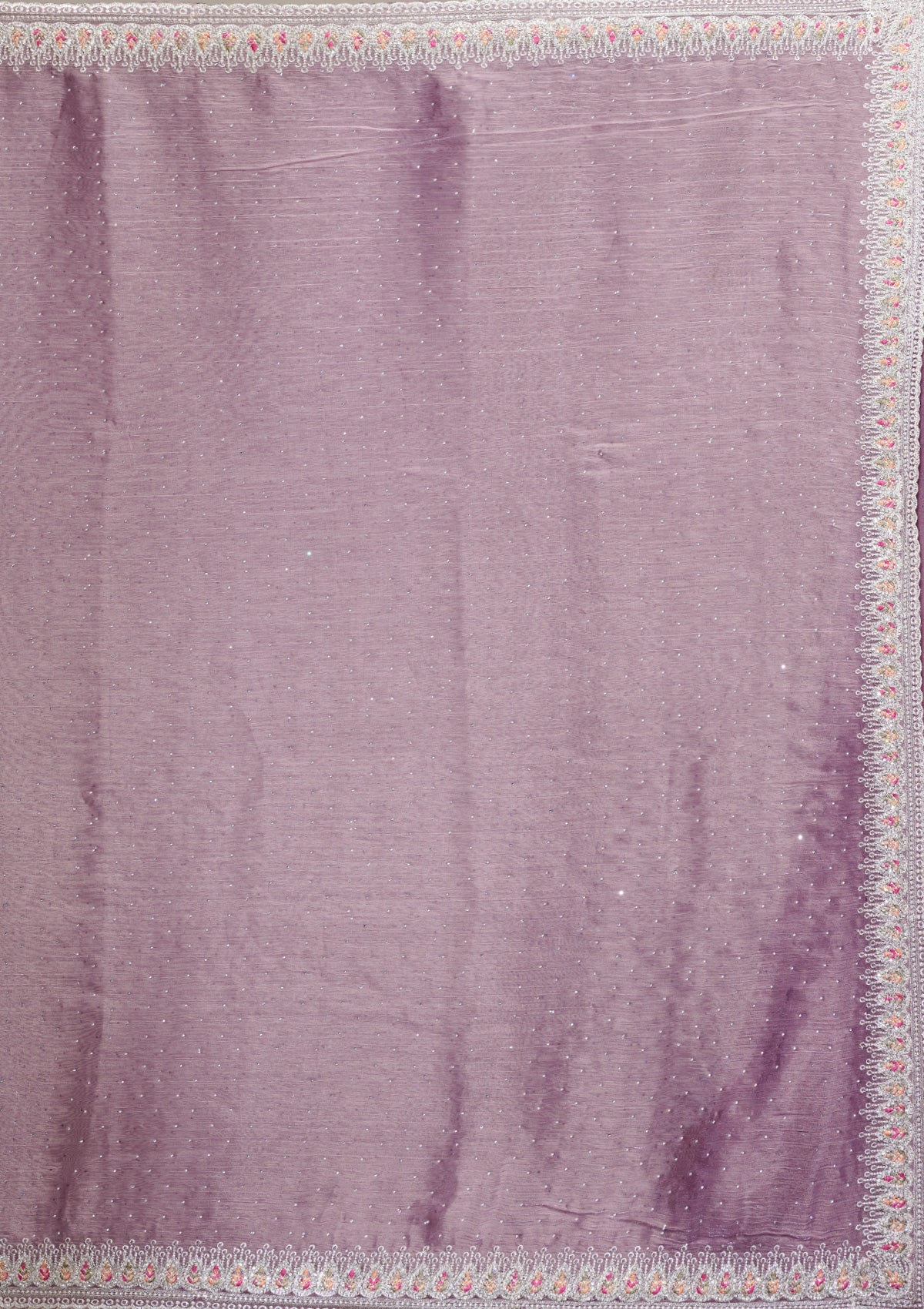 Purple Stonework Chiffon Saree-Koskii