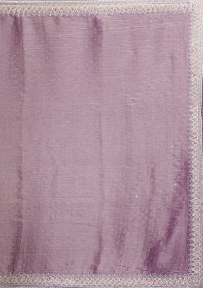 Purple Stonework Chiffon Saree-Koskii