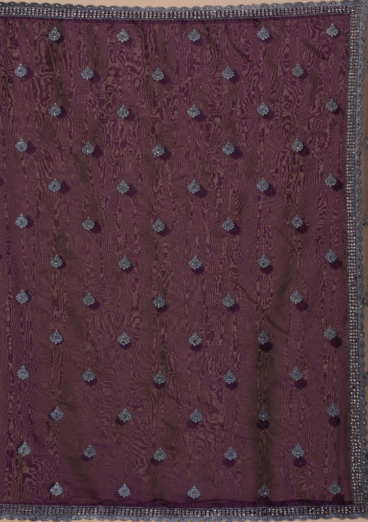 Purple Stonework Georgette Saree-Koskii