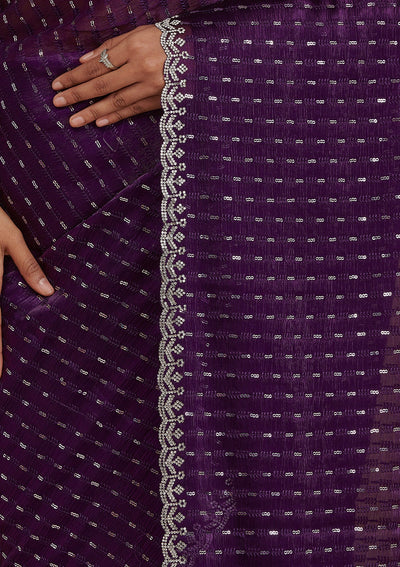 Purple Stonework Georgette Saree-Koskii