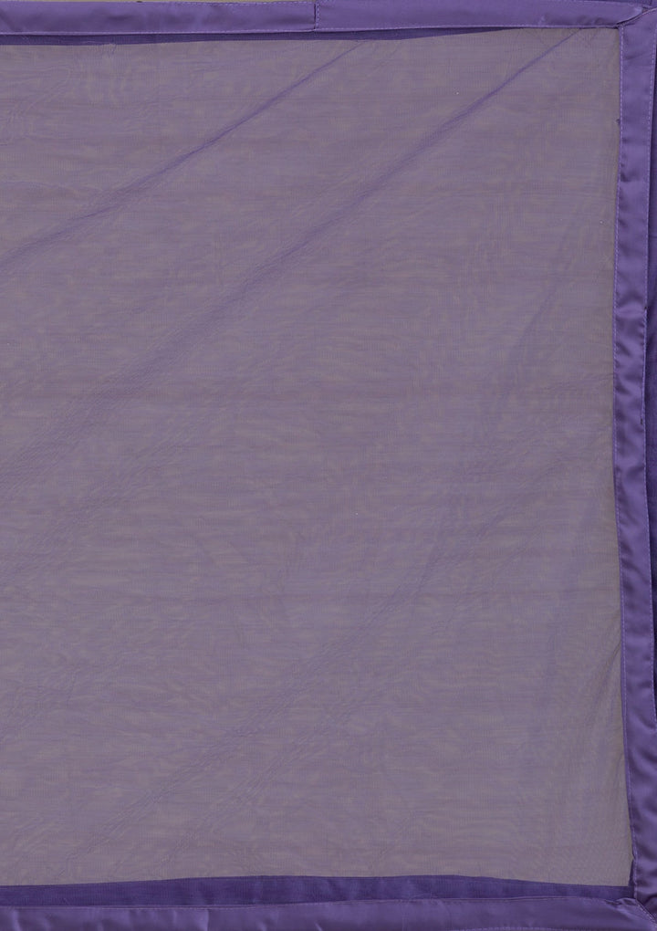 Purple Stonework Semi Crepe Readymade Lehenga