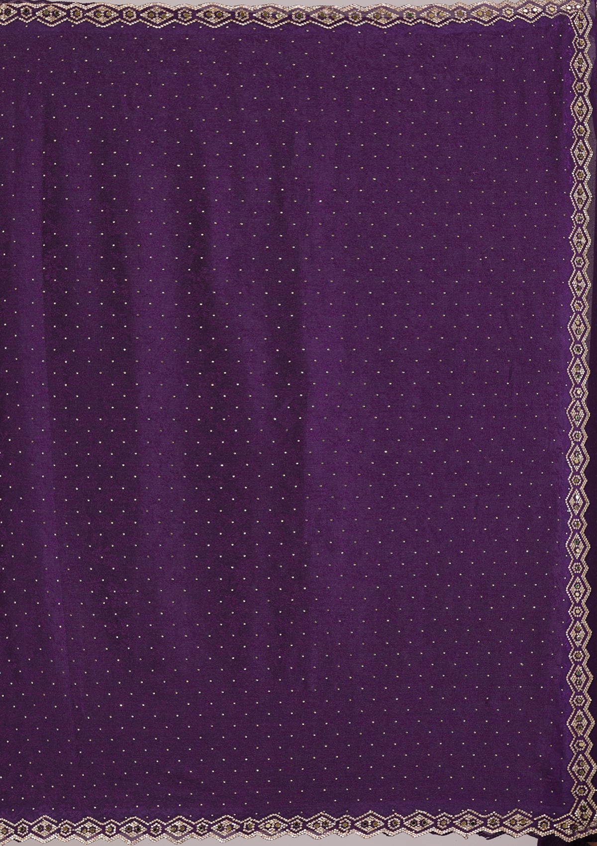 Purple Stonework Semi Crepe Saree-Koskii