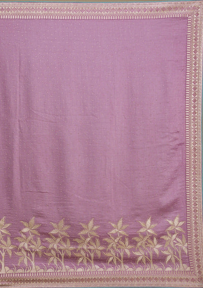 Purple Stonework Soft Silk Saree-Koskii