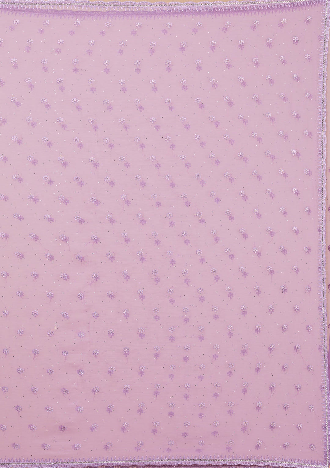 Purple Threadwork Chiffon Saree-Koskii