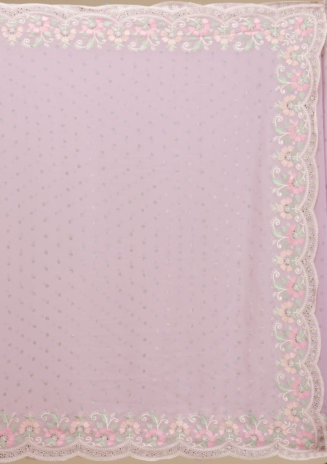 Lavender Threadwork Georgette Saree-Koskii