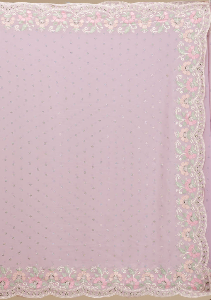Lavender Threadwork Georgette Saree-Koskii